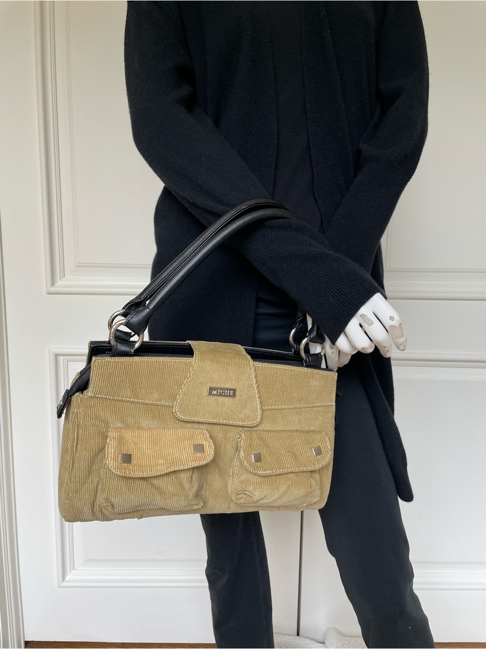 Women’s Tan Corduroy Top-Handle Bag